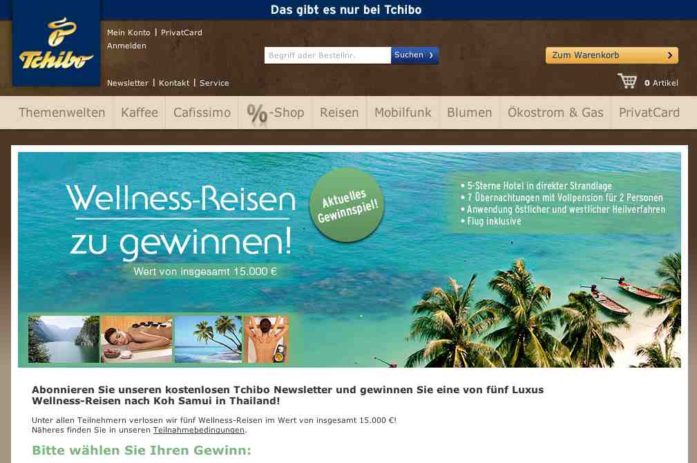 Tchibo Reise Gewinnspiel
