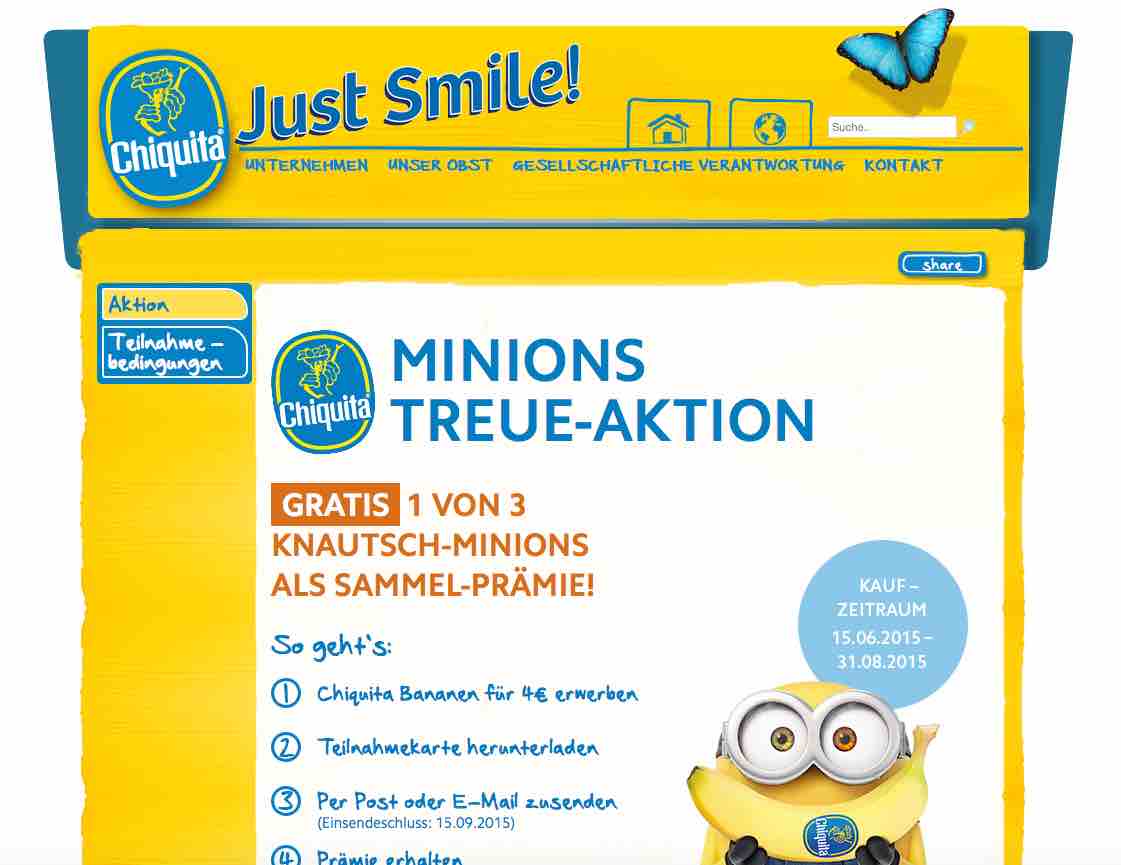 chiquita minions gewinnspiel aktion