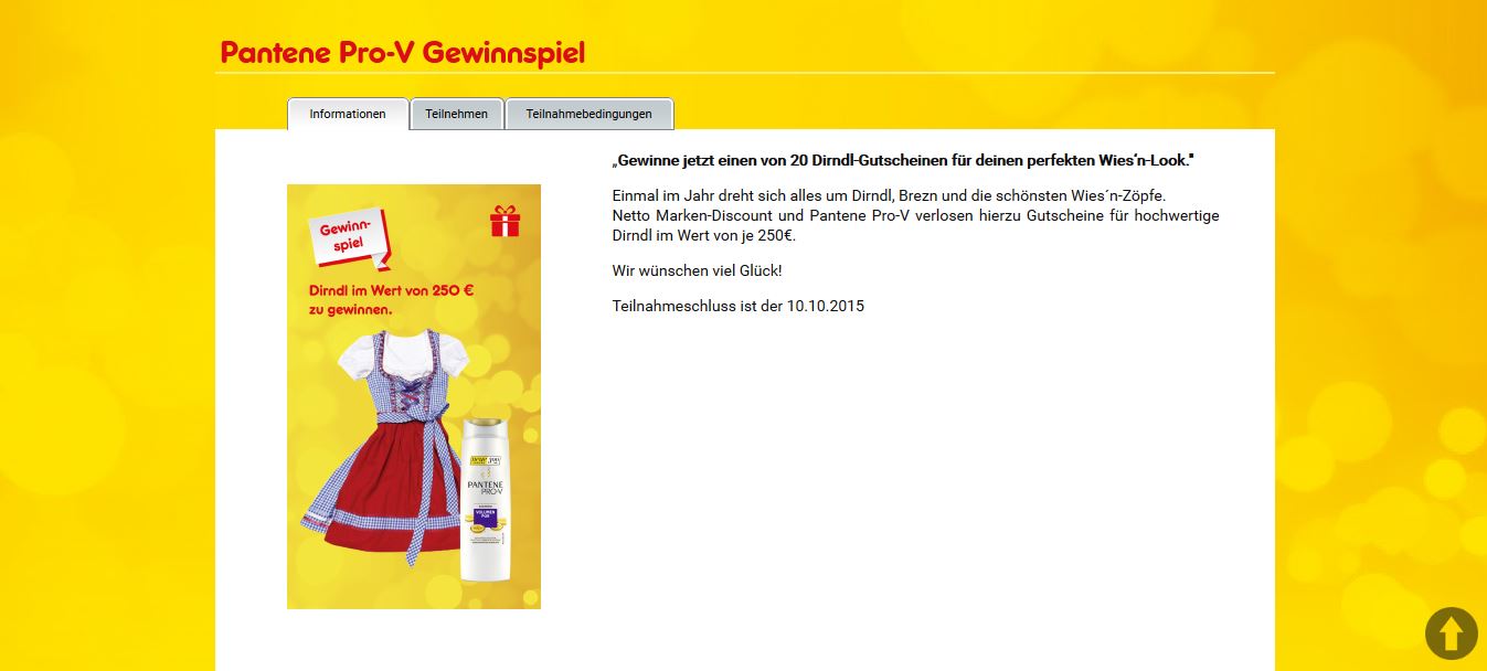 netto gewinnspiel pantene prov dirndl gewinnspiel