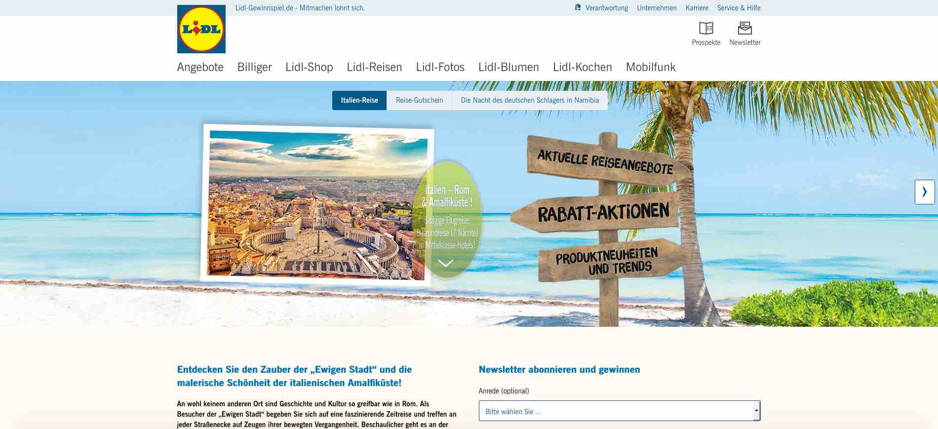 lidl reisen gewinnspiel rom amalfikueste