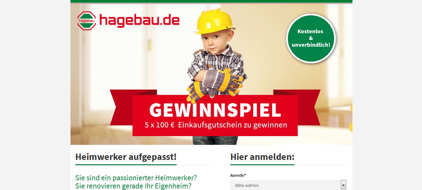 hagebau Baumarkt Gewinnspiel 100 Euro Einkaufsgutscheine gewinnen