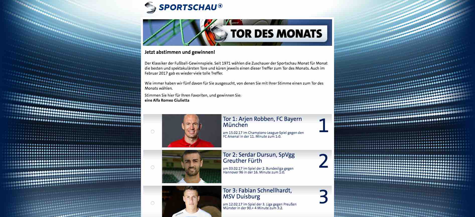 sportschau tor des monats gewinnspiel