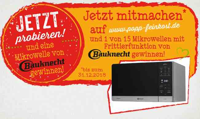 Popp-Feinkost Gewinnspiel Bauknecht Mikrowelle