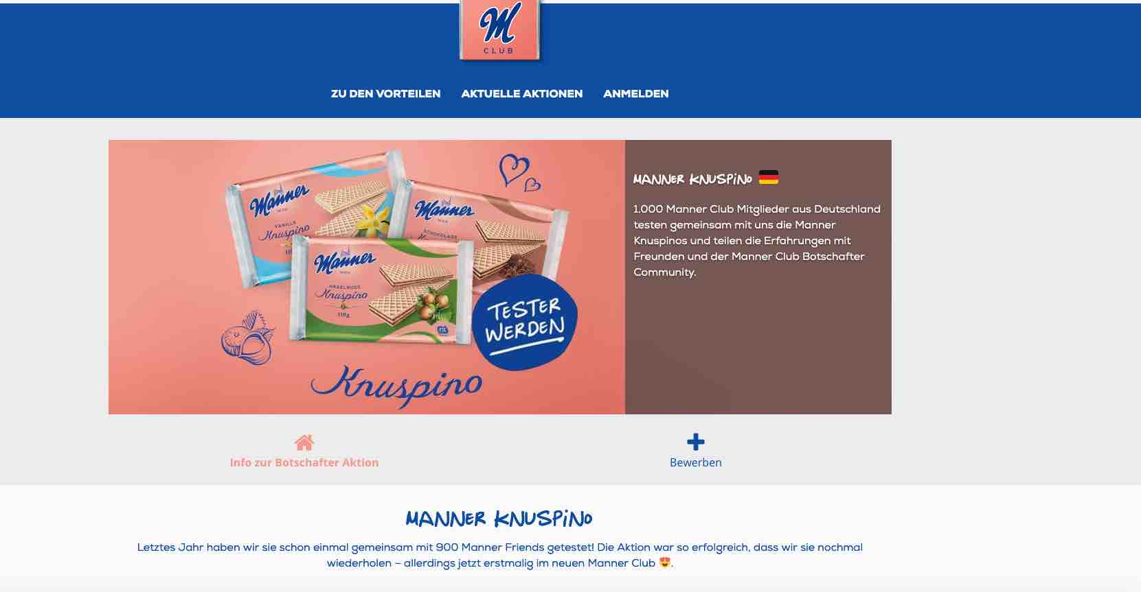 manner knuspino tester gesucht
