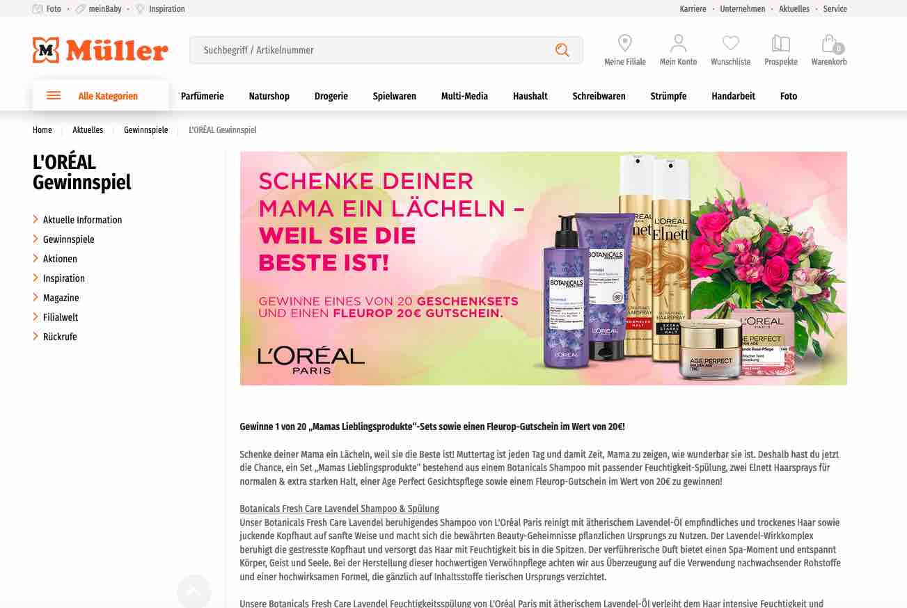 mueller loreal gewinnspiel