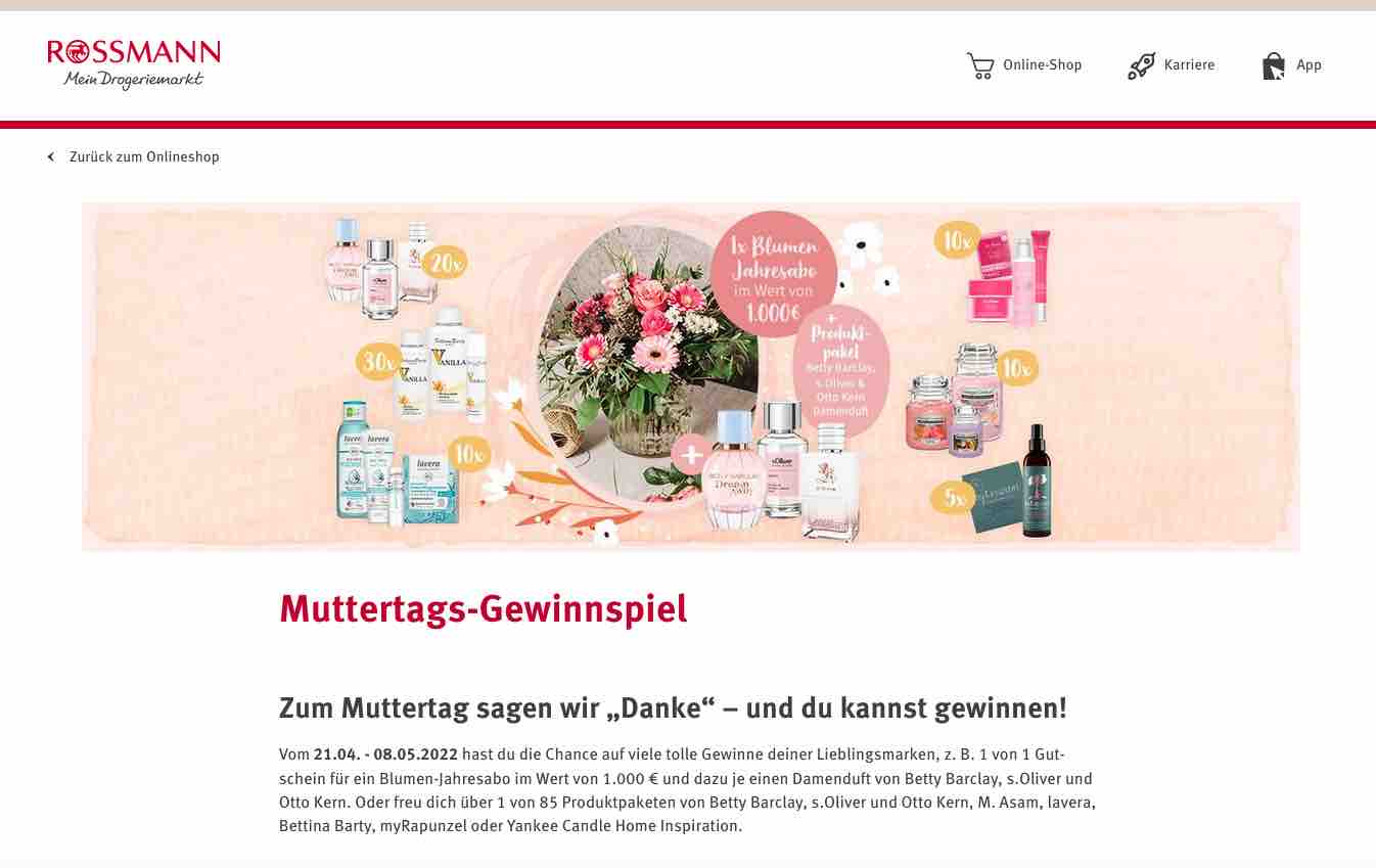 rossmann muttertags gewinnspiel