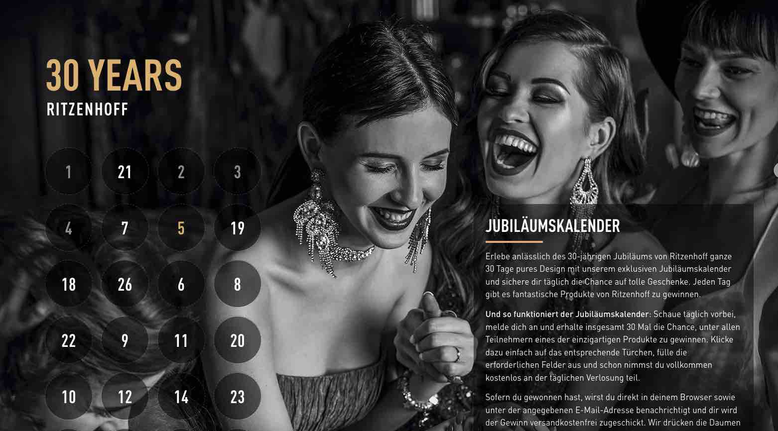 ritzenhoff jubiläumskalender gewinnspiel
