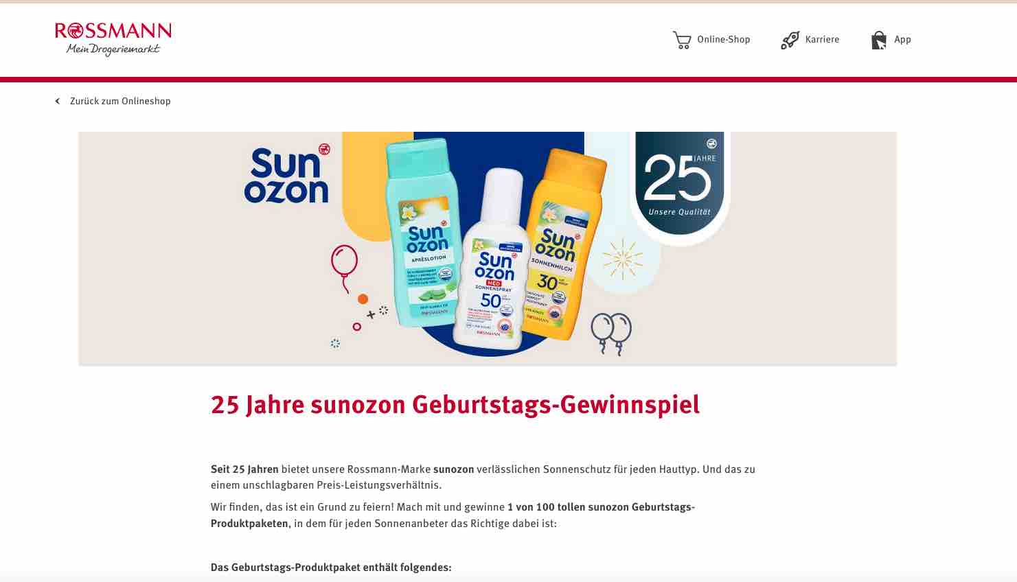 rossmann sunozon gewinnspiel