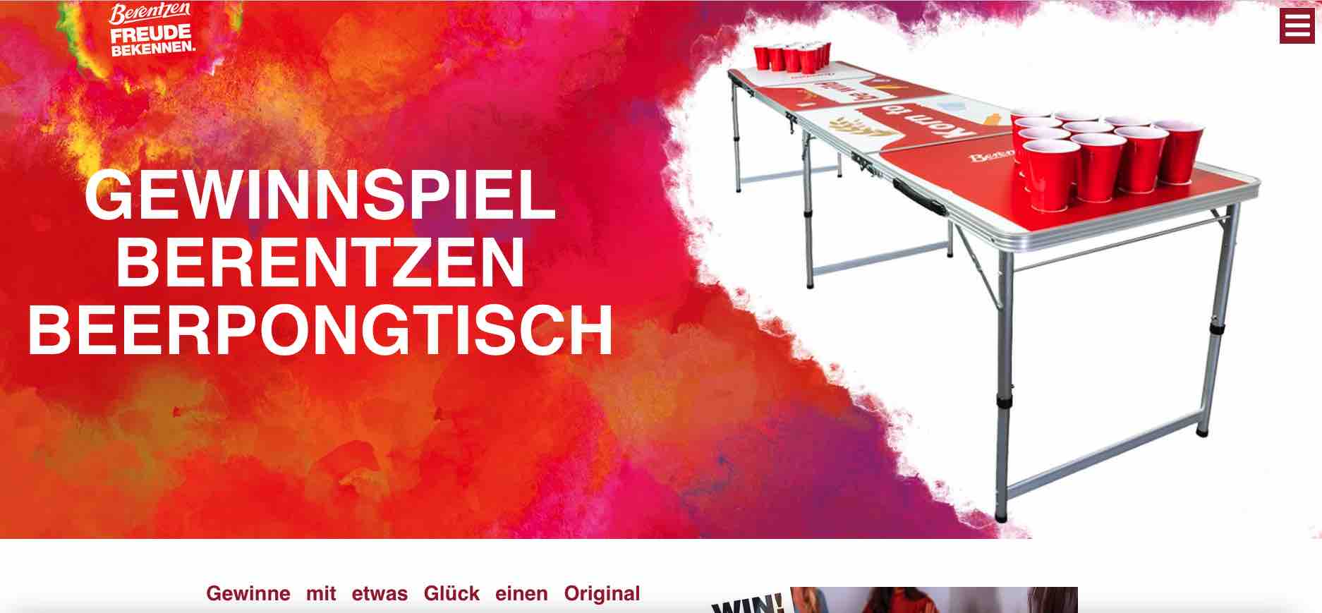 berentzen bierpongtisch gewinnspiel