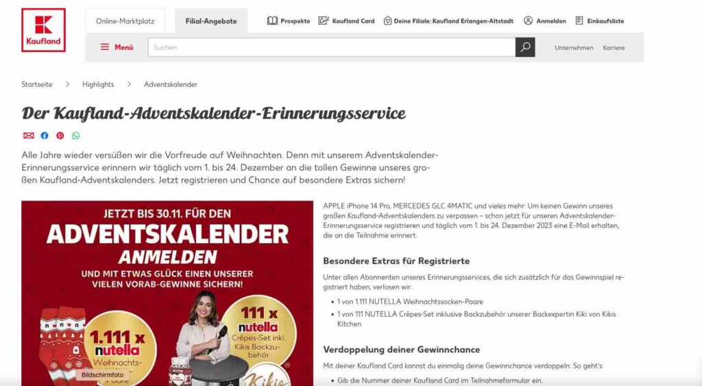 Mit dem KauflandAdventskalenderErinnerungsservice gewinnen!
