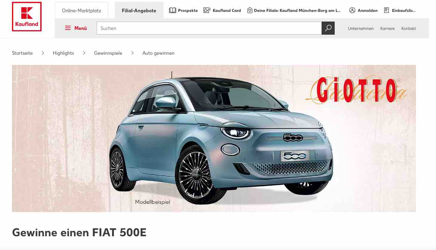 kaufland & giotto fiat500 gewinnspiel