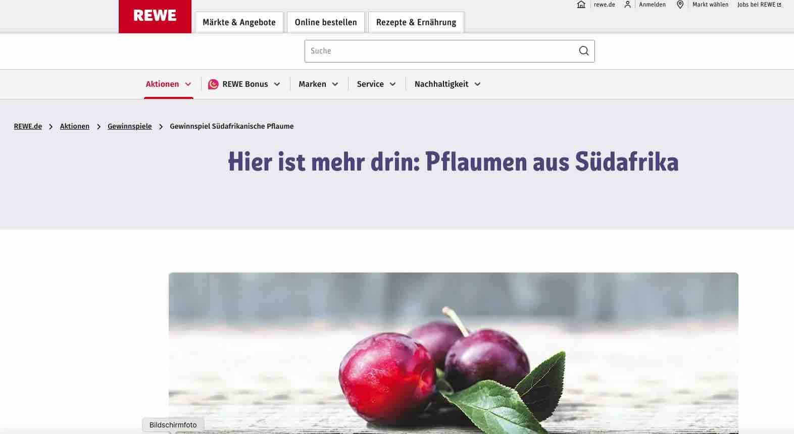 REWE Pflaumen aus Südafrika Gewinnspiel