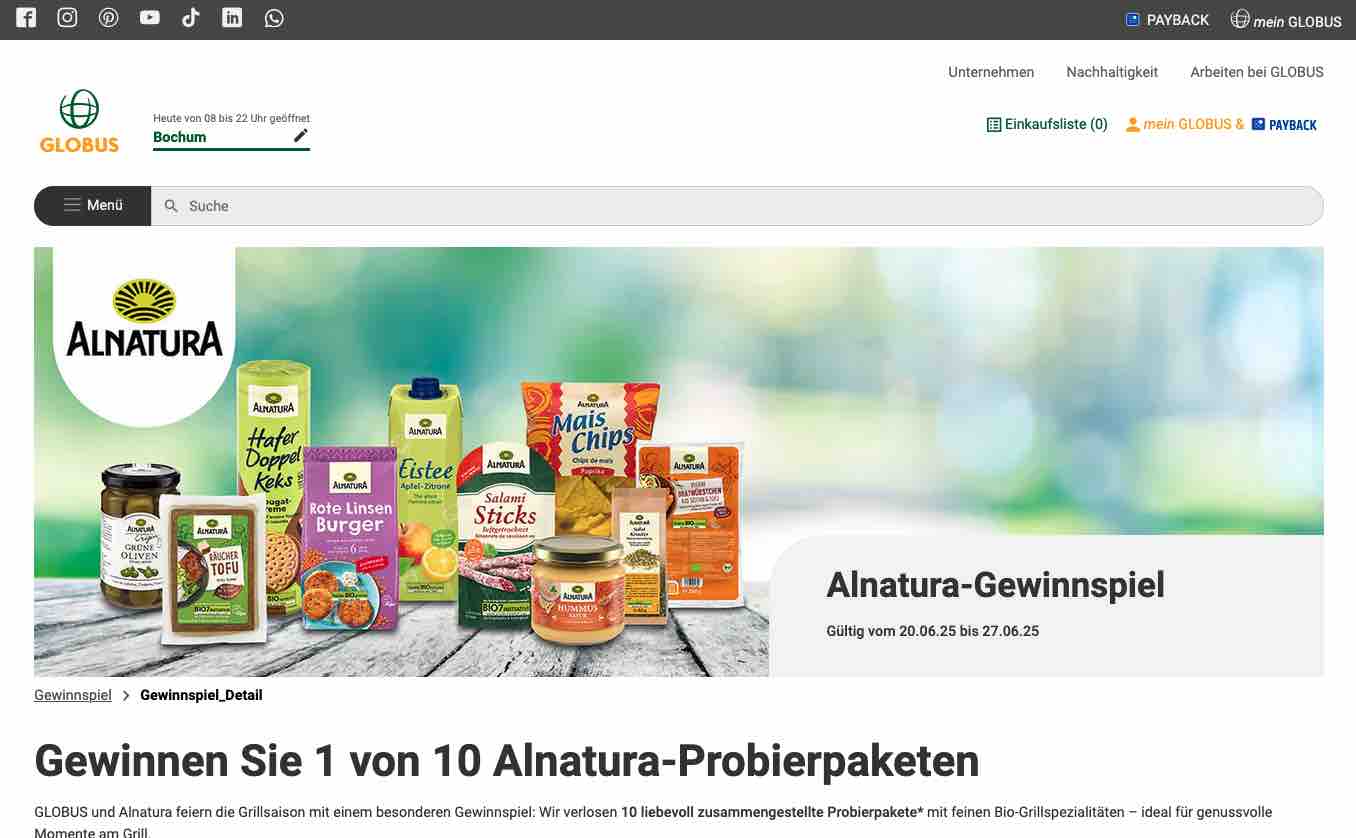 Globus Alnatura Gewinnspiel