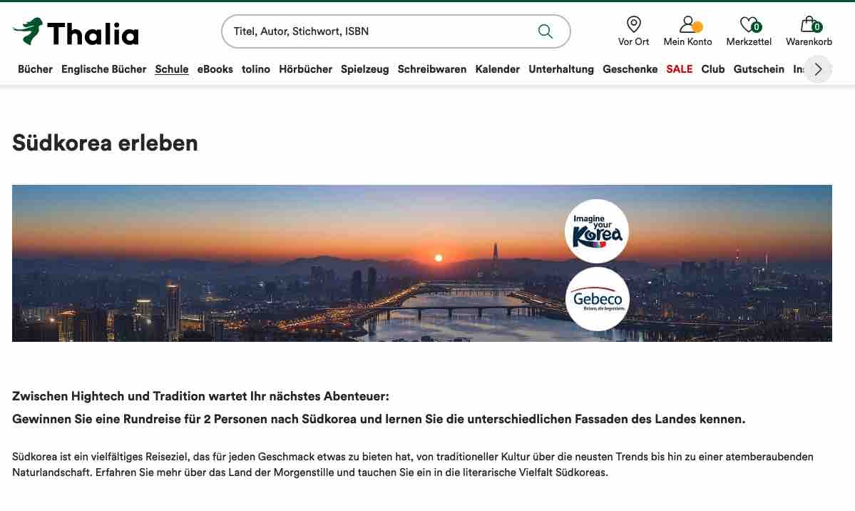 THALIA Südkorea Reise Gewinnspiel