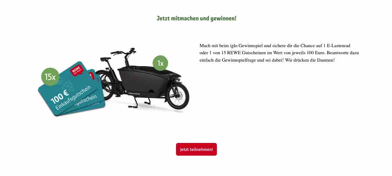 REWE IGLO Gemüse Gewinnspiel