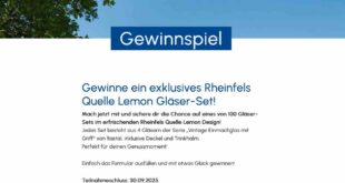 Rheinfels Quelle Lemon Gläser-Set Gewinnspiel