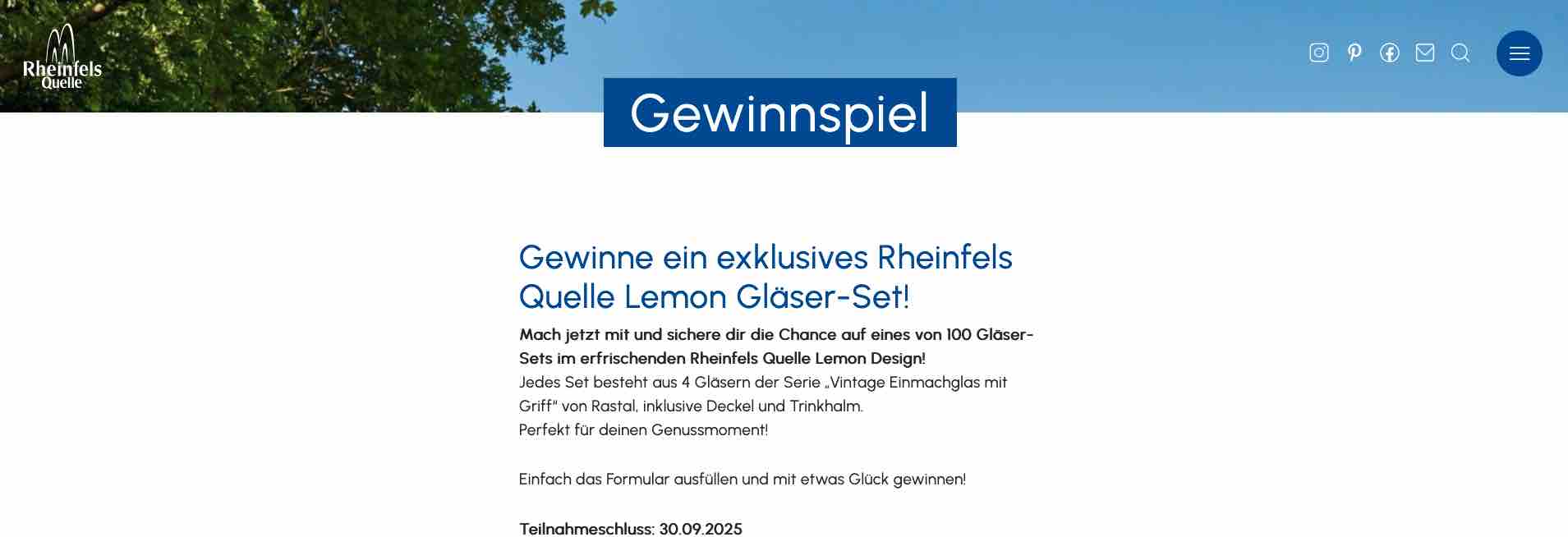 Rheinfels Quelle Lemon Gläser-Set Gewinnspiel