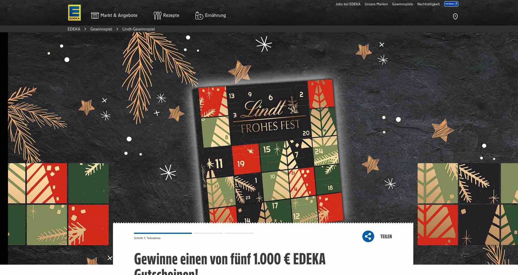 edeka & lindt einkaufsgutschein gewinnspiel
