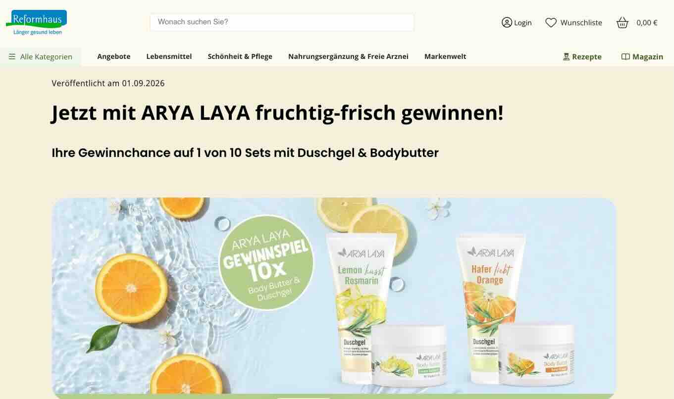 Reformhaus Gewinnspiel